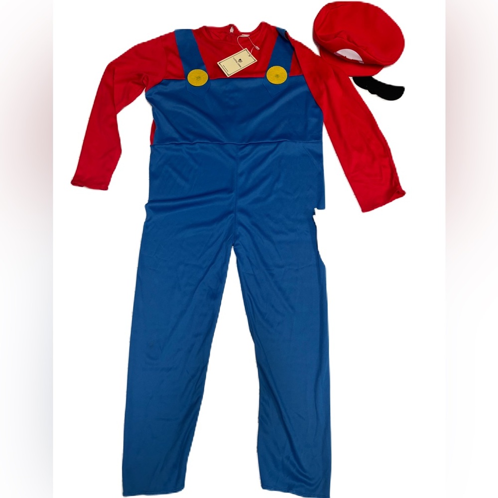 Mario Kids Plumber Superhero Cosplay Costume Set in Red and Blue Boys L (10) - Picture 4 of 15
